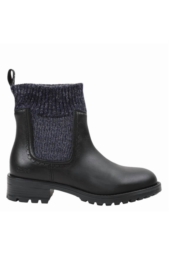 e Girls Sock-Style Leather Ankle Boots, Brand Size 32 (1 Kids)