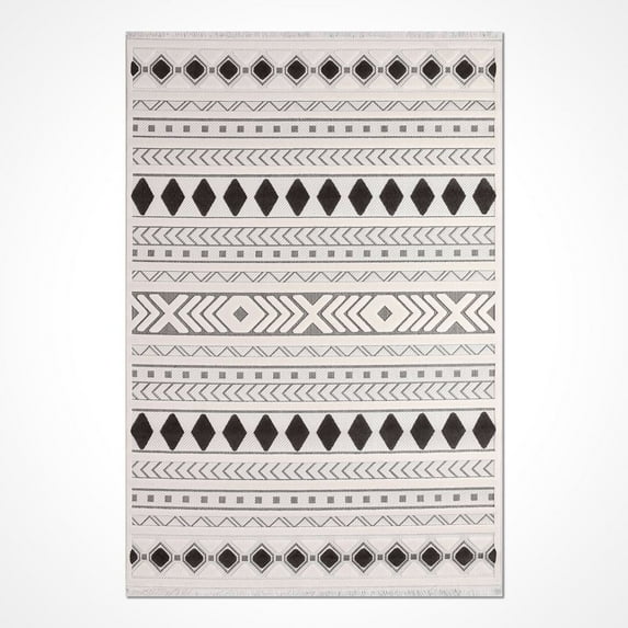 Chloe Grey Area Rugs for Living Room Washable Rugs Boho Moroccan Area Rug Soft Neutral Geometric Bohemian Distressed Indoor Rug for Bedroom Dining Room Office Nonslip Rug