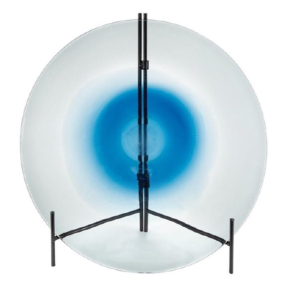 Chloe Handmade Charger Plate- Blue Glass Gradient- Black Stand 18 Inch