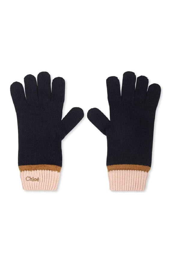 e Kids Logo Embossed Knit Gloves, Size 3