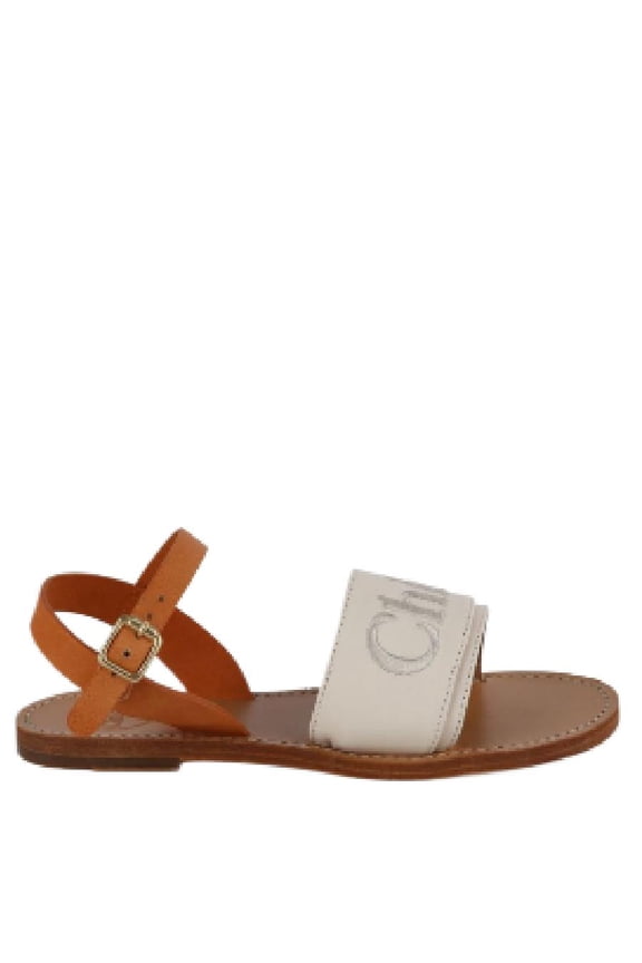 e Kids Logo-Embroidered Leather Sandals, Brand Size 30 (13 Kids)