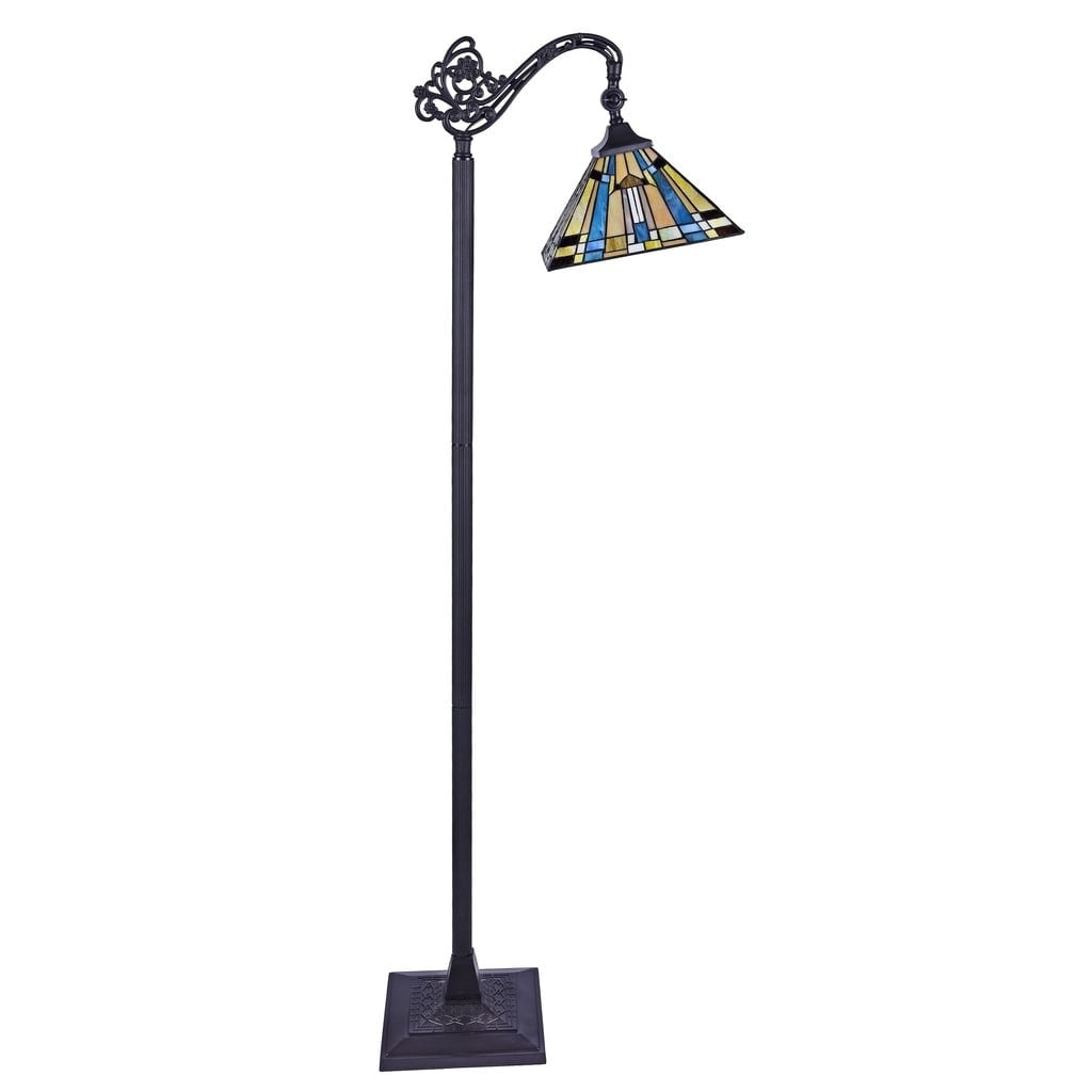 Kinsey Tiffany Style Bronze Stained Glass Floor Lamp