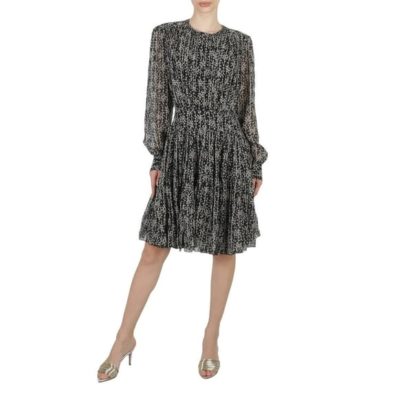 Chloe Ladies Black Tiered Dress With Print, Brand Size 34 (US Size 2)