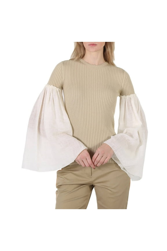 e Ladies Iconic Milk Ribbed Wool Sweater, Brand Size 38 (US Size 6)