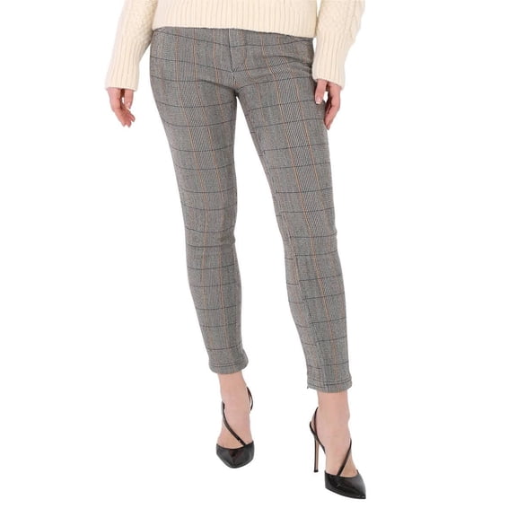 Chloe Ladies Yellow Checked Cropped Leggings, Brand Size 36 (US Size 4)