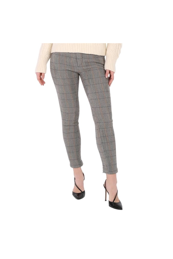 e Ladies Yellow Checked Cropped Leggings, Brand Size 36 (US Size 4)