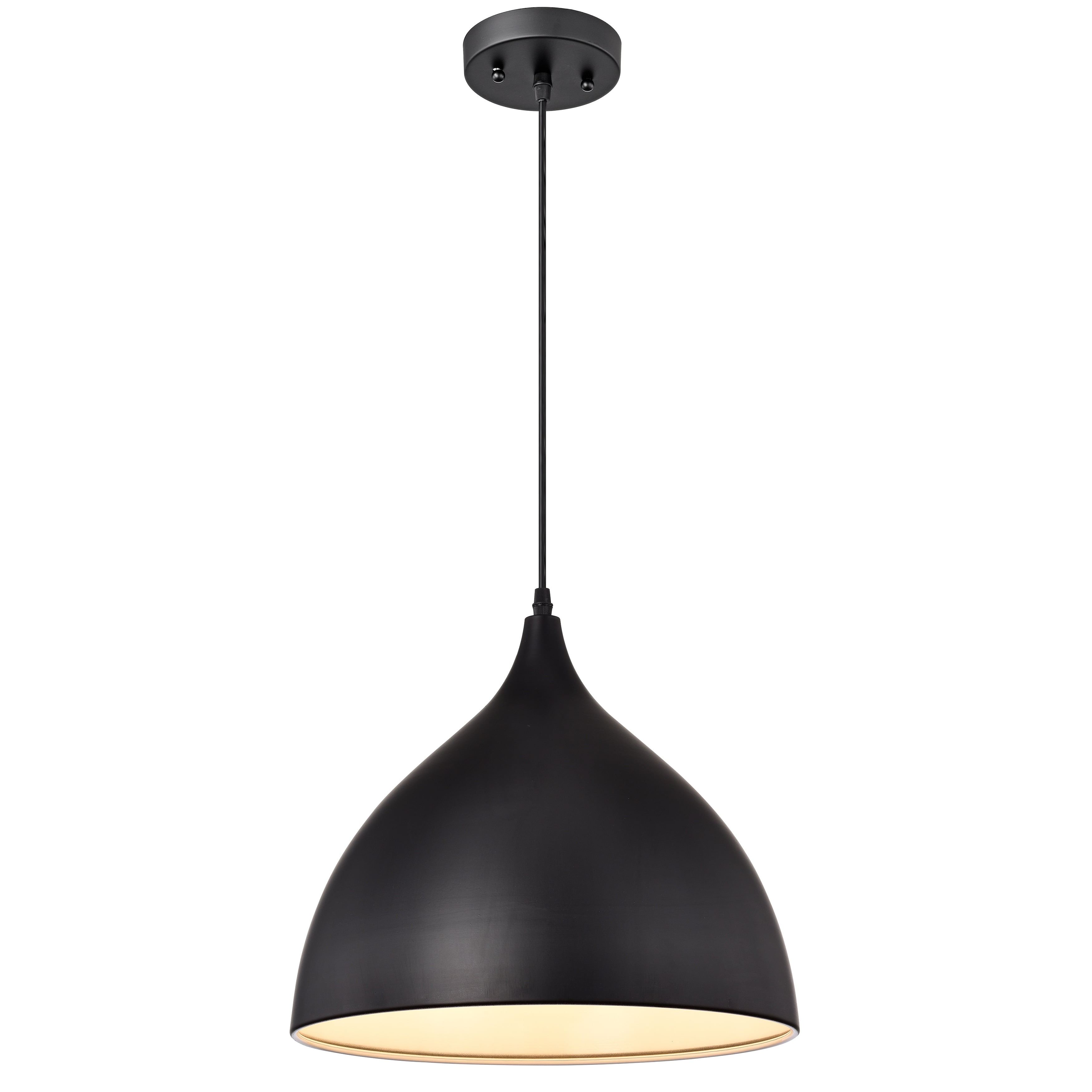 Textured Black Glass Pendant Light with Metal Shade