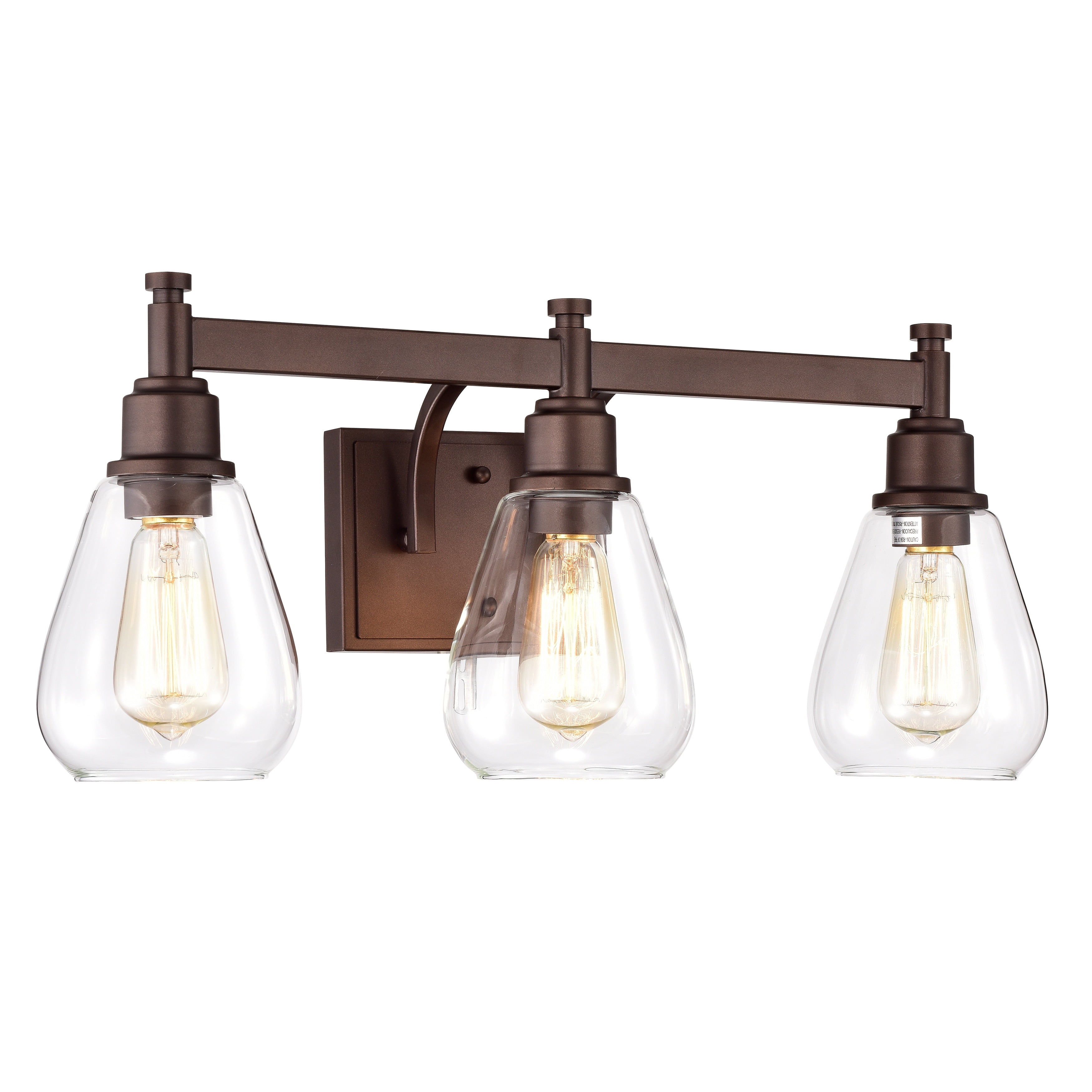 Oil Rubbed Bronze 3-Light Bathroom Vanity Fixture with Clear Glass Shades