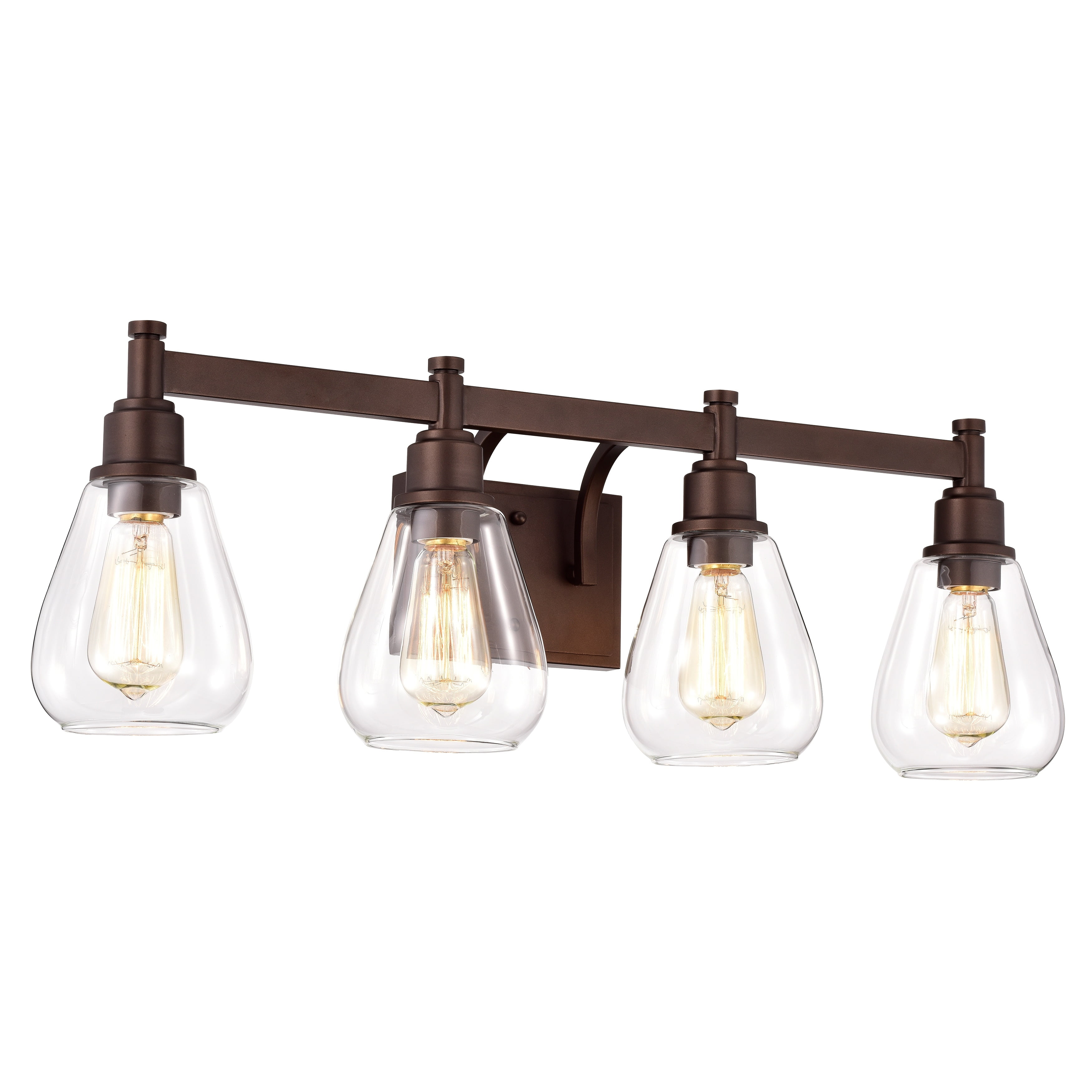 Oil Rubbed Bronze 4-Light Bathroom Vanity Fixture with Clear Glass Shades