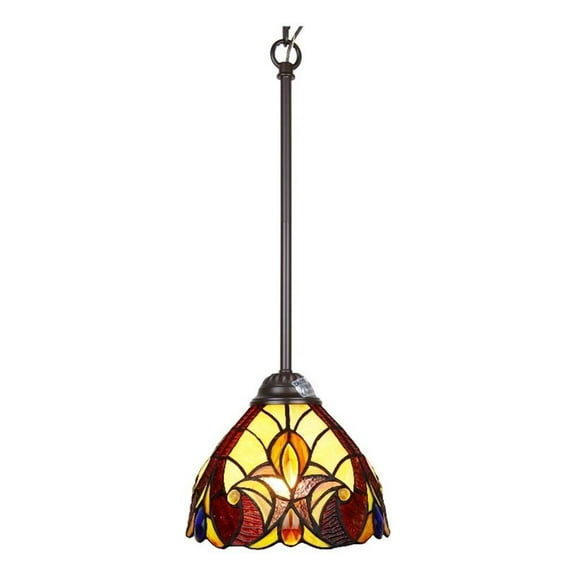 Chloe Lighting Adia Victorian 1-Light Glass/Metal Mini Pendant in Dark Bronze