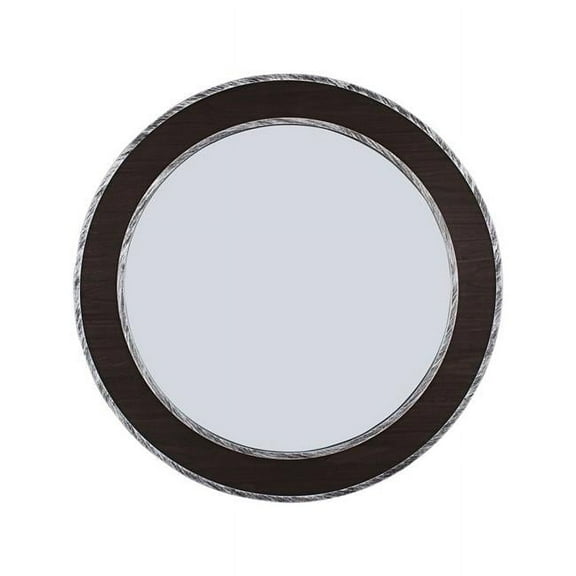 Chloe Lighting CH8M807BW30-RND 35 in. Reflection Vertical Hanging Wood & Iron Rectangle Framed Wall Mirror, Silver & Black