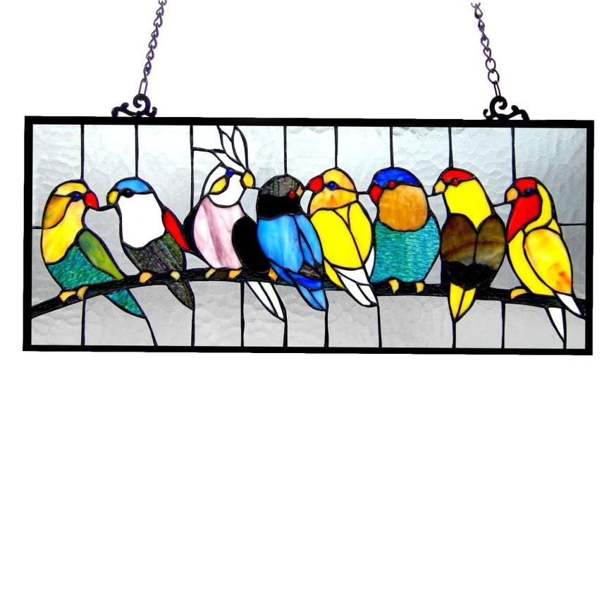 Colorful Art Glass Window Panel with Bronze Finish