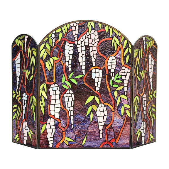 Chloe Lighting Corinth Glass Grape Design Fireplace Screen in Multi-Color