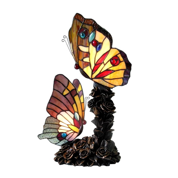 Chloe Lighting Edith 1 Tiffany-Style 2-Light Butterfly Table Lamp, 10" Wide