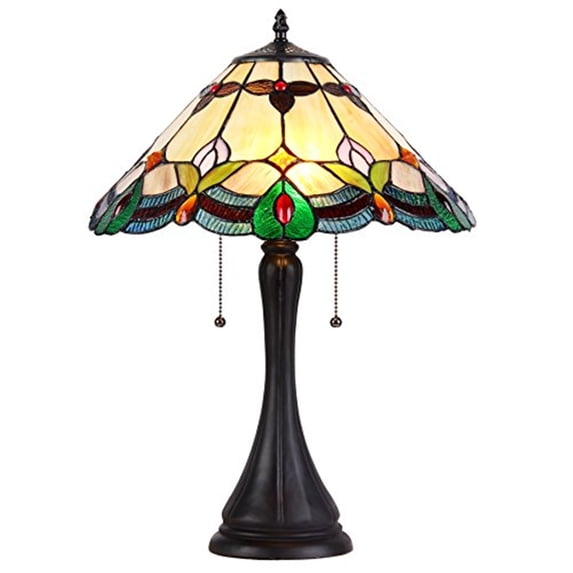 Chloe Lighting Jorgie Tiffany-Style 2-Light Table Lamp with 16" Shade