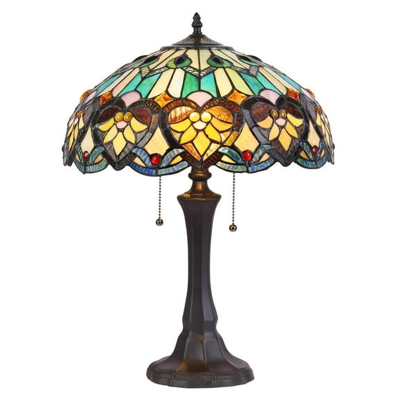 Chloe Lighting Kendall Tiffany-Style 2-Light Victorian Table Lamp with 16" Shade