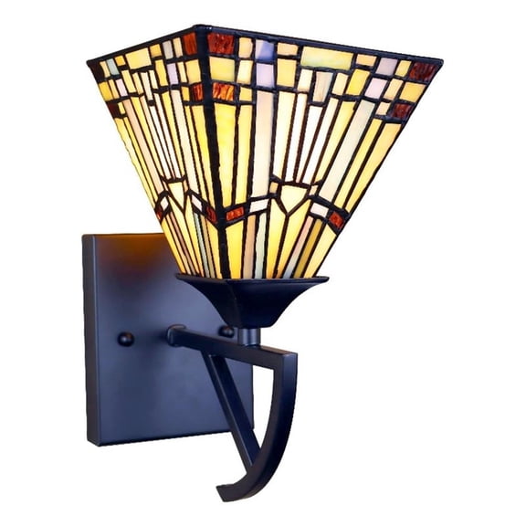 Chloe Lighting Kinsey Mission 1-Light Glass Wall Sconce in Multi-Color