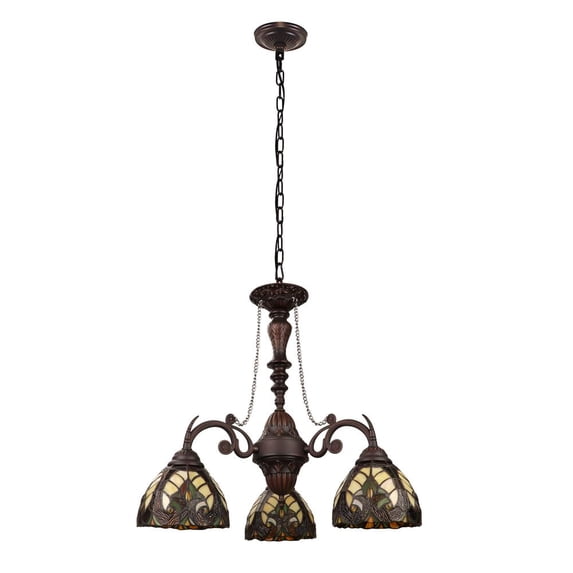 Chloe Lighting Liaison 3-Light Victorian Glass Chandelier in Multi-Color