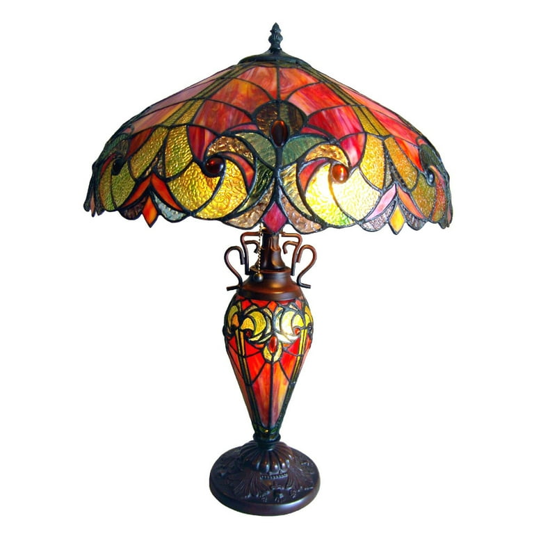 Chloe Lighting Liaison Tiffany-Style 3-Light Victorian Double Lit