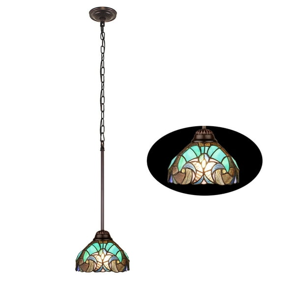Chloe Lighting Liaison Victorian 1-Light Glass Mini Pendant in Bronze/Green