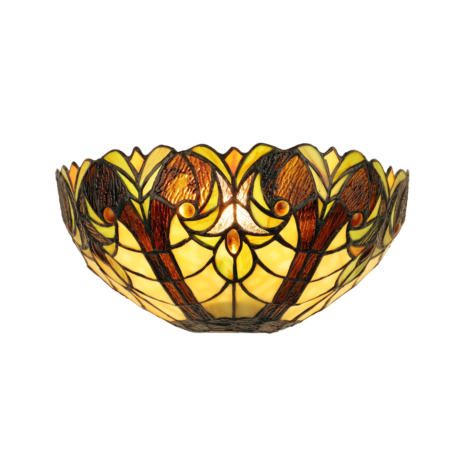 Victorian Bronze Glass Wall Sconce with Multi-Colored Shade