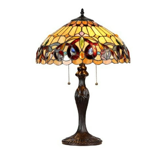 Chloe Lighting Serenity Tiffany-Style 2-Light Victorian Table Lamp with 16" Shade