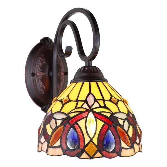 Chloe Lighting Serenity Victorian 1-Light Glass/Iron Wall Sconce in Dark Bronze
