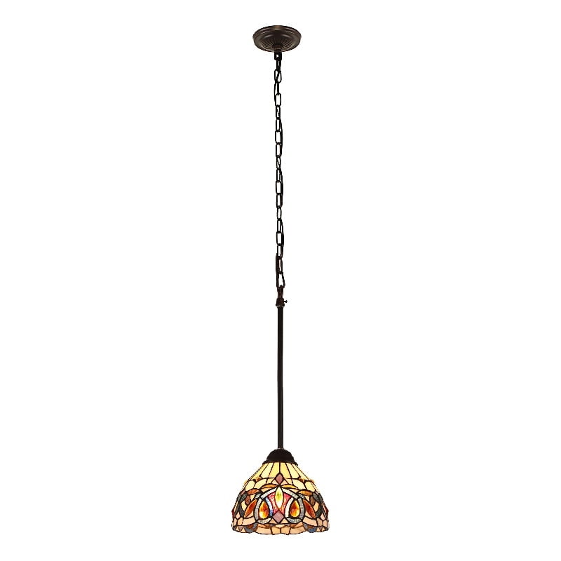 Victorian Tiffany-Style Dark Bronze Glass Mini Pendant