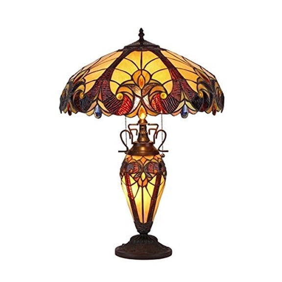 Chloe Lighting Tiffany-Style 3-Light Victorian Double Lit Table Lamp with 18" Shade