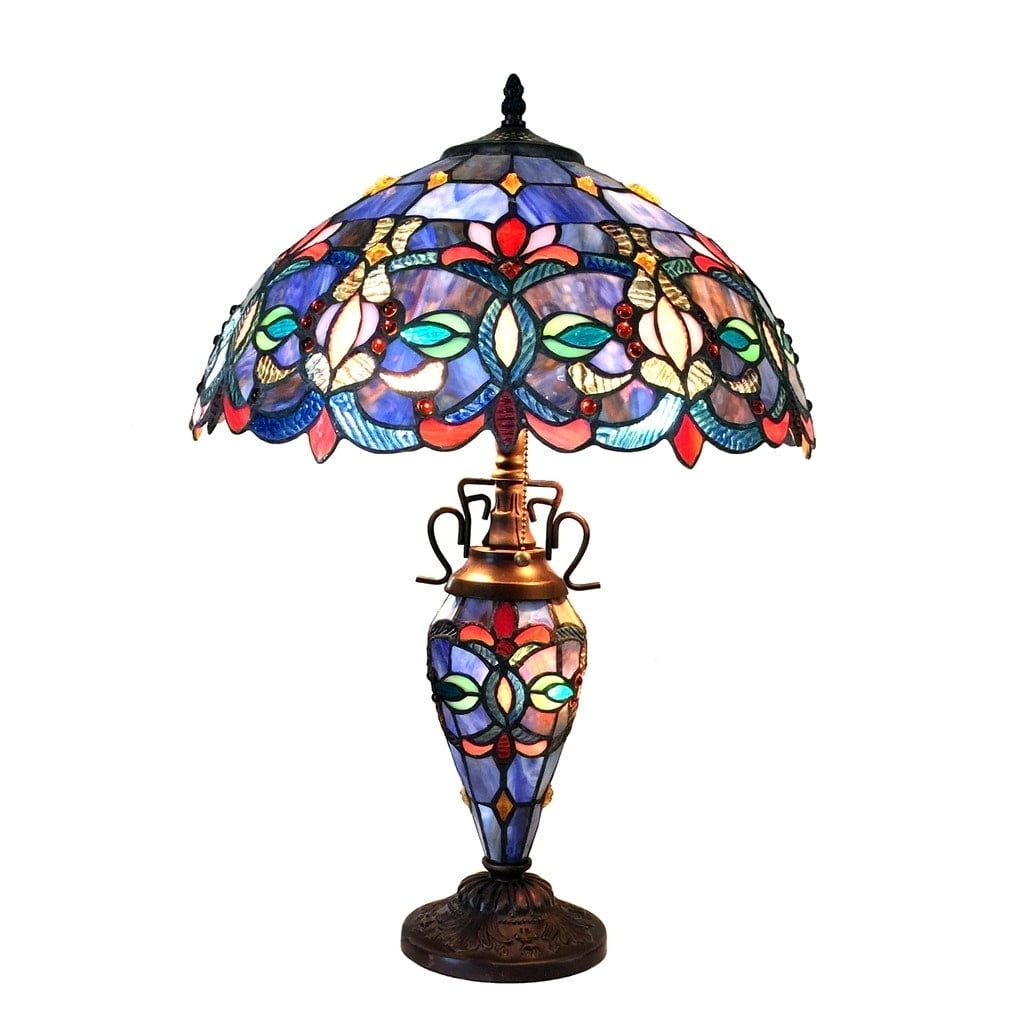 Chloe Lighting Tiffany Style Double Lit 2+1-light Dark Bronze Table Lamp
