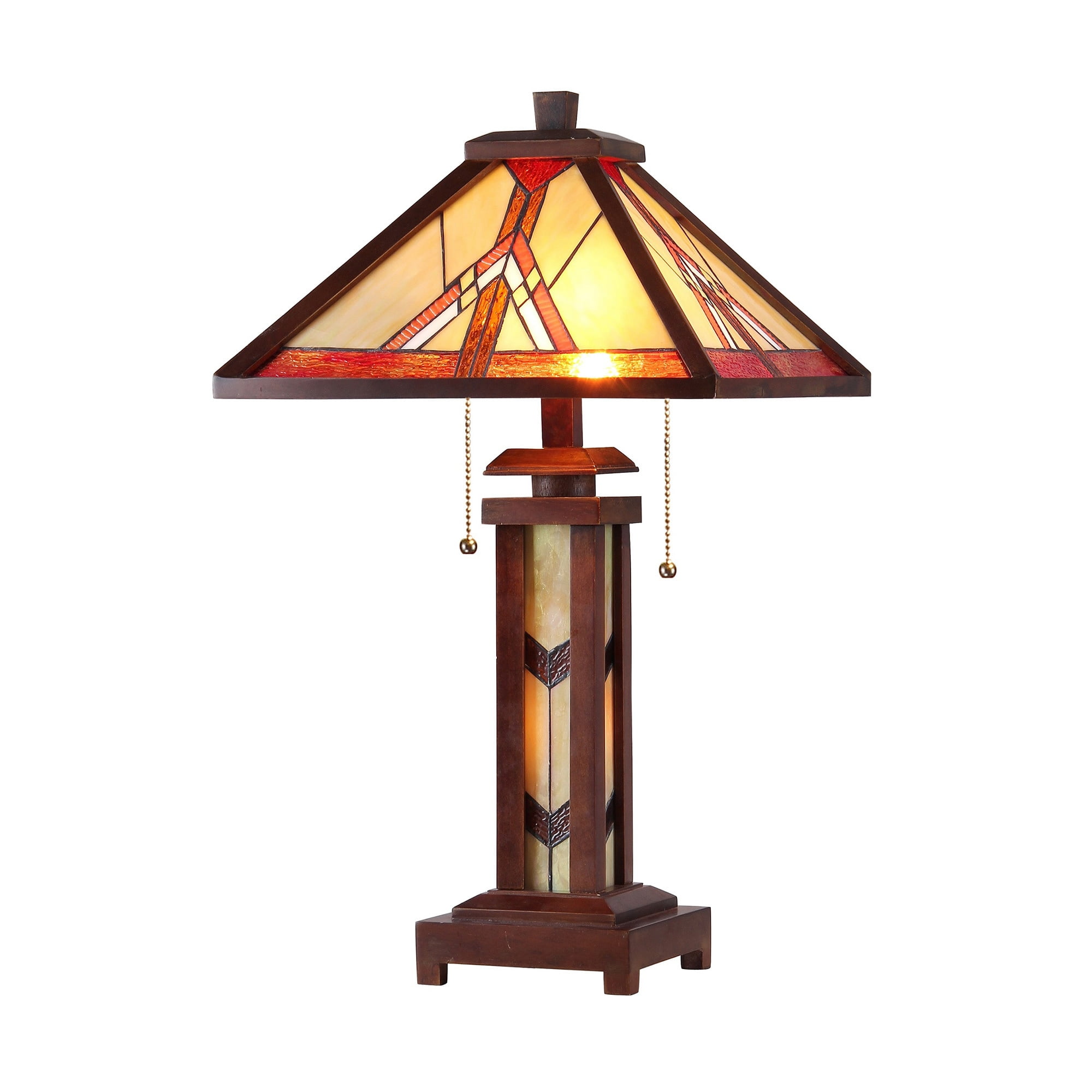 Chloe Lighting Tiffany Style Mission Double Lit 2+1-light Dark Bronze Table Lamp