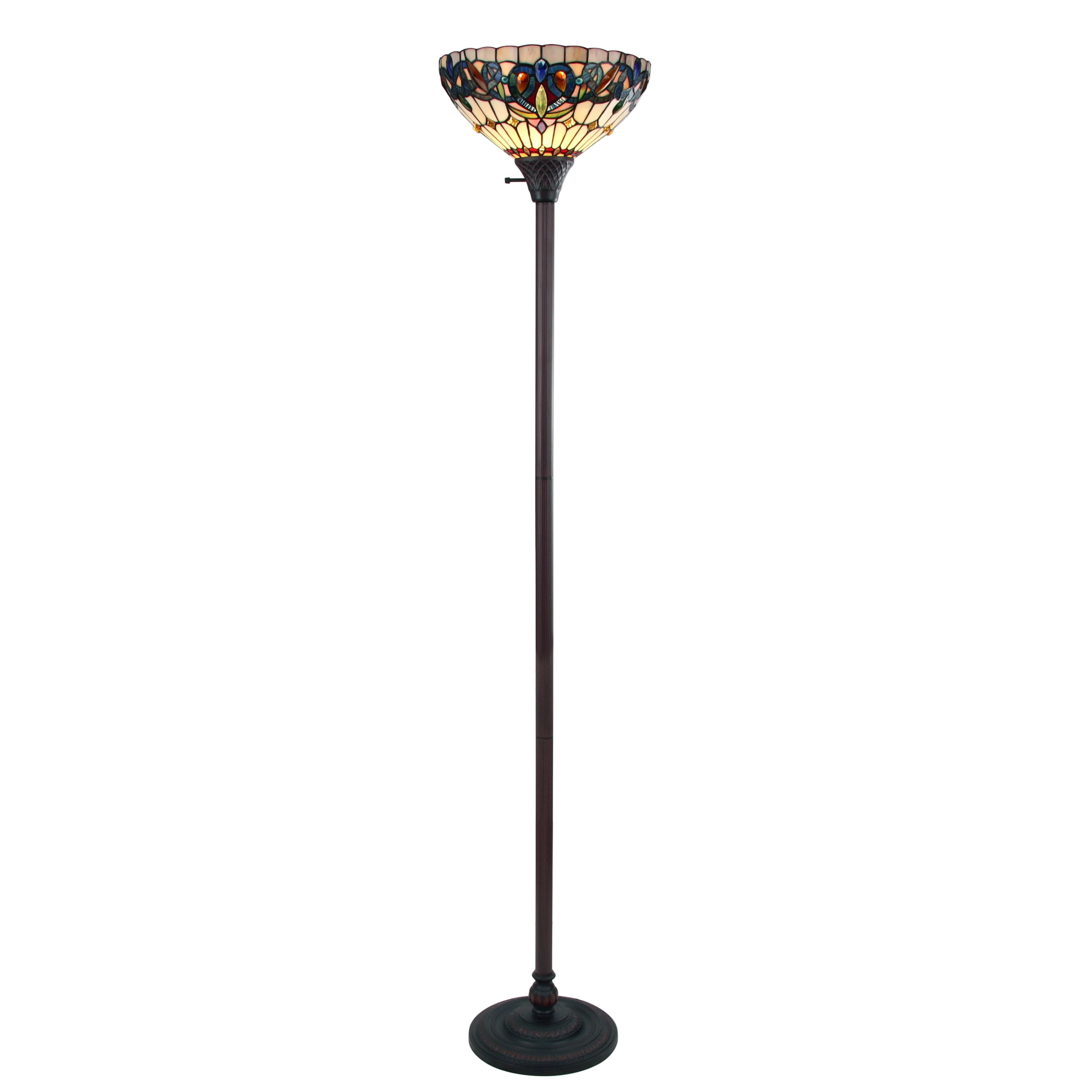 Victorian Style Dark Bronze Stained Glass Floor Lamp