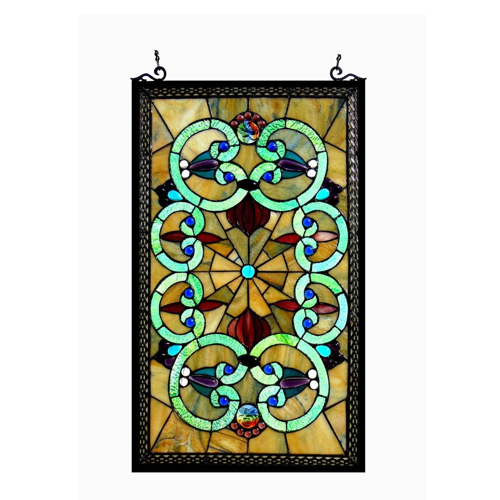 Medium Victorian Tiffany Style Stained Glass Window Panel