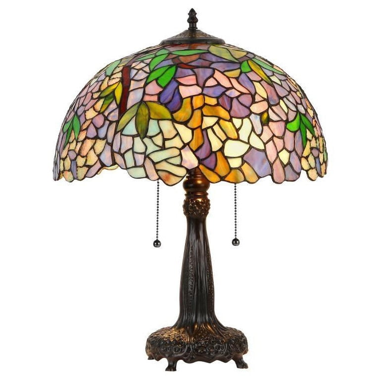Phoebe 17" Multicolor Stained Glass Table Lamp with Bronze Base