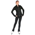 thumbnail image 1 of Chloe Noel PS792 3" Waist Band Black/Color Cuffs Elite Figure Skating Pants & Front Pocket & Swarovski Crystal Block, 1 of 3