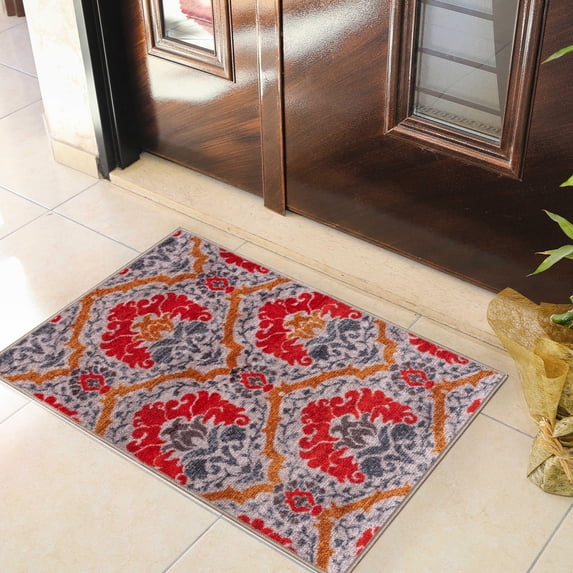 Chloe Non-Slip Floral Damask Indoor Washable Area Rug by Blue Nile Nills