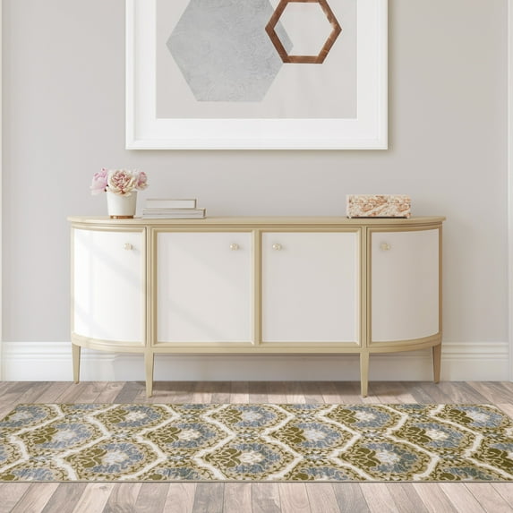 Chloe Non-Slip Floral Damask Indoor Washable Area Rug by Blue Nile Nills