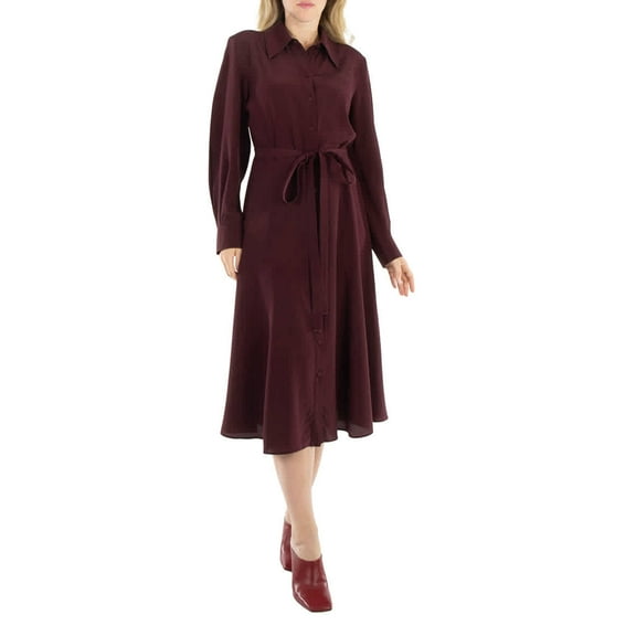 Chloe Obscure Purple Long-Sleeve Midi Shirt Dress, Brand Size 38 (US Size 6)