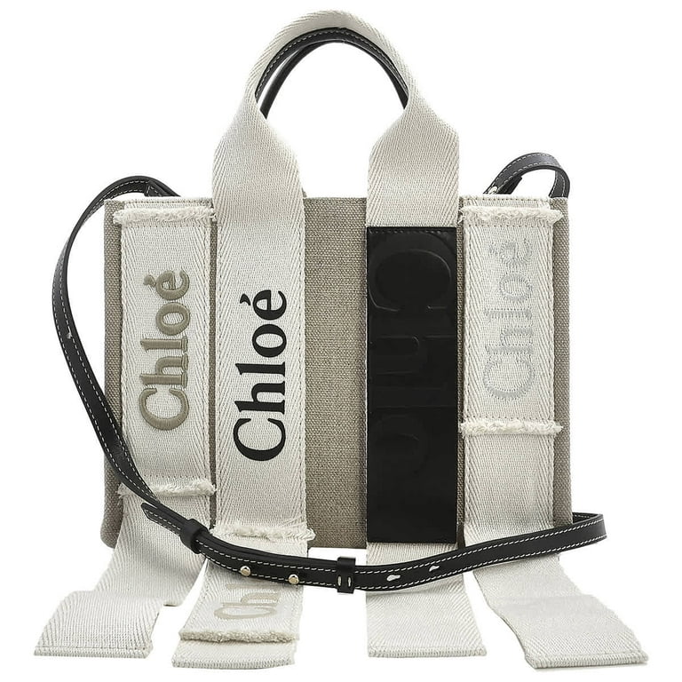 Chloe Small Undone Straps Canvas Sand Woody Tote Bag