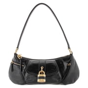 Chlo  Logo 99 Patent Shoulder Bag, Black