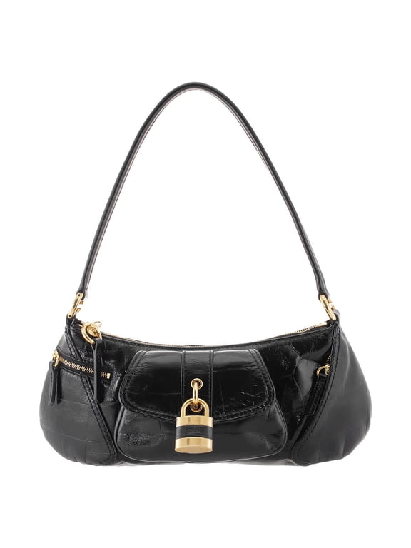 Logo 99 Patent Shoulder Bag, Black