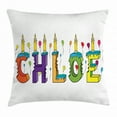 thumbnail image 1 of Chloe Throw Pillow Cushion Cover, Lettering with Cheerful Bitten Cake Candles Girly Birthday Party Design First Name, Decorative Square Accent Pillow Case, 18 X 18 Inches, Multicolor, by Ambesonne, 1 of 2