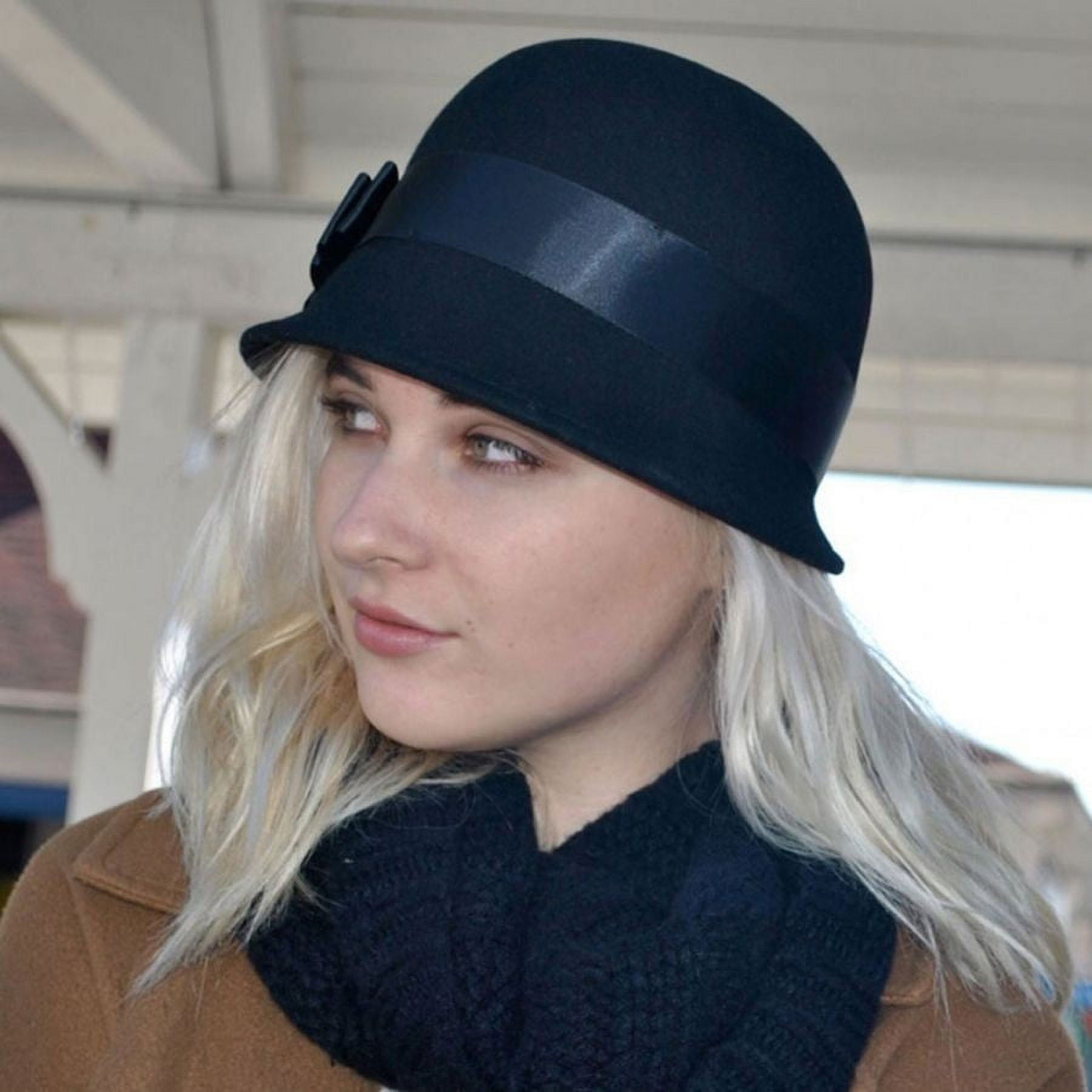 Black wool cloche hat cheap
