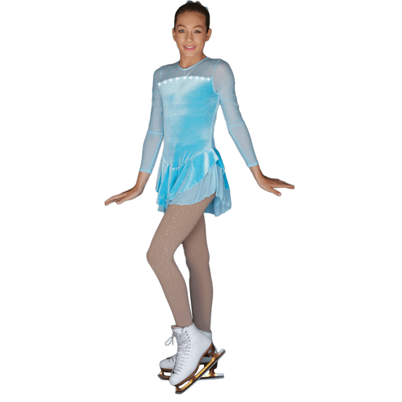 ChloeNoel DLV603 Sparkle Iceberg - Long Sleeve Velvet Dress with Mesh