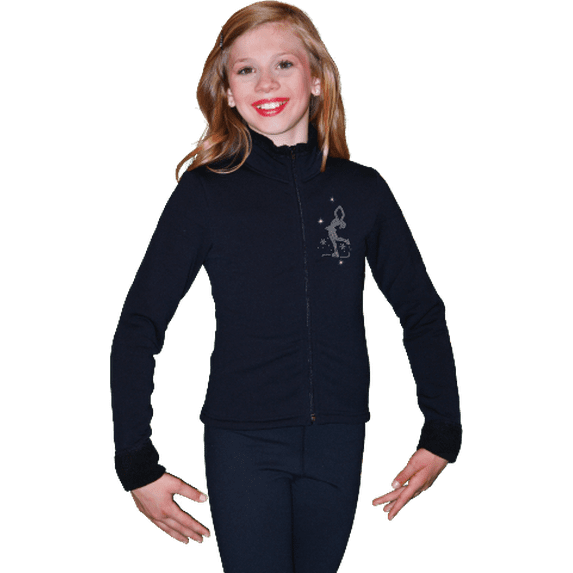 ChloeNoel J11 Solid Polar Fleece Fitted Jacket w/ Mini Lay-Back Skater Crystals