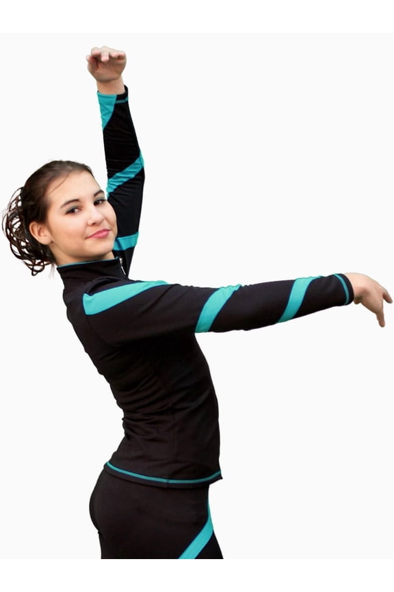 j36 - spiral figure skating jacket turquoise adult medium