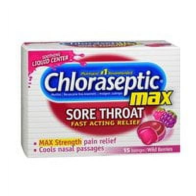 Chloraseptic Max Sore Throat Lozenges, Wild Berries, 15 ct