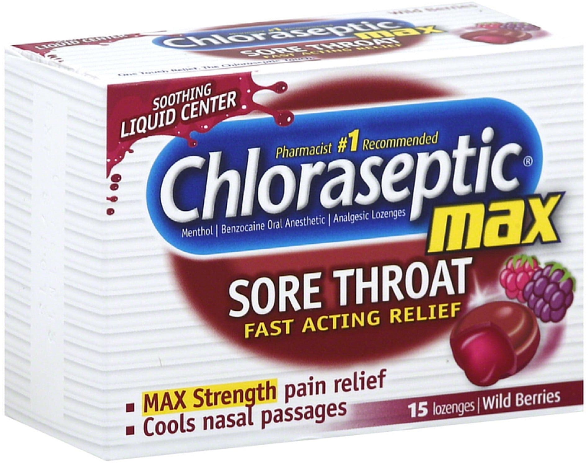 Chloraseptic Max Strength Sore Throat Lozenges, Wild Berries 15 ea