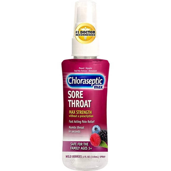 Chloraseptic Max Strength Sore Throat Spray, Wild Berries, 4 Oz, 2 Pack