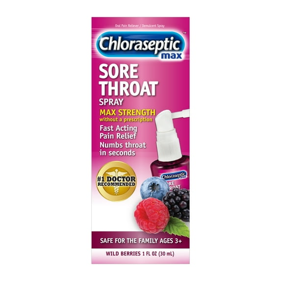 Chloraseptic Max Strength Sore Throat Spray, Wild Berries Flavor, 1.0 fl oz
